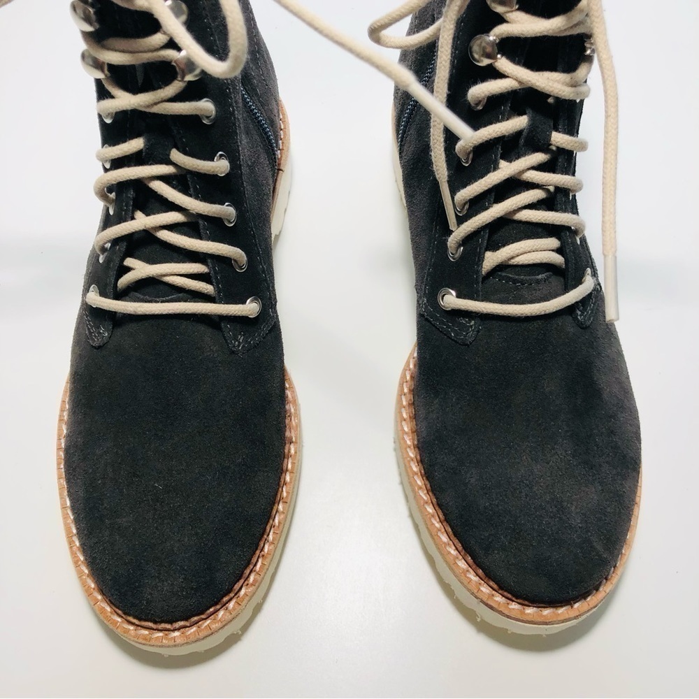 NEW Dolce Vita Avena Leopard Detail Combat Boots in Anthracite Suede size 6.5 - Picture 7 of 14
